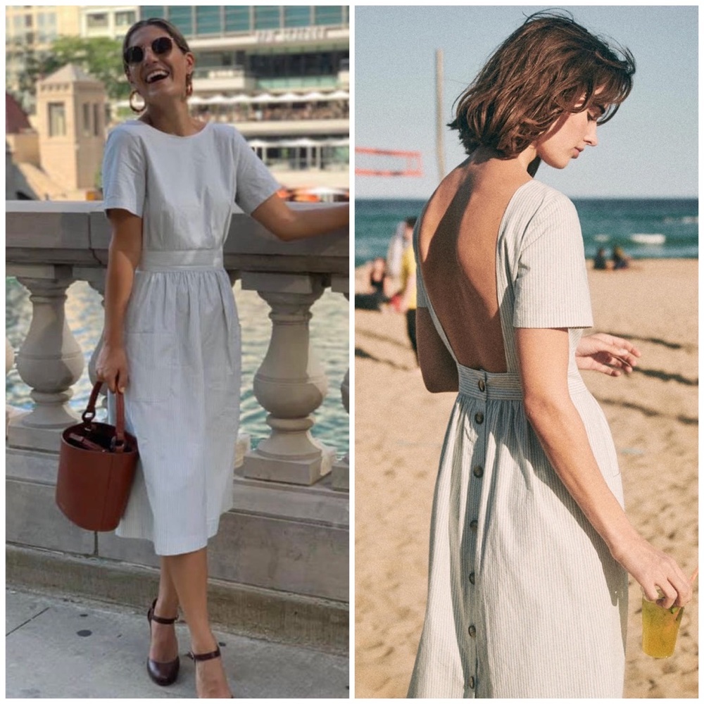 SÉZANE Odalie Open-Back Striped Midi Dress
